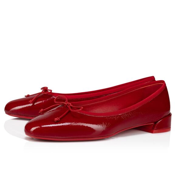 Christian Louboutin Sweetie Jane Flat Loubi Red Patent Vog Ballet Ballerina 39 - Picture 1 of 14